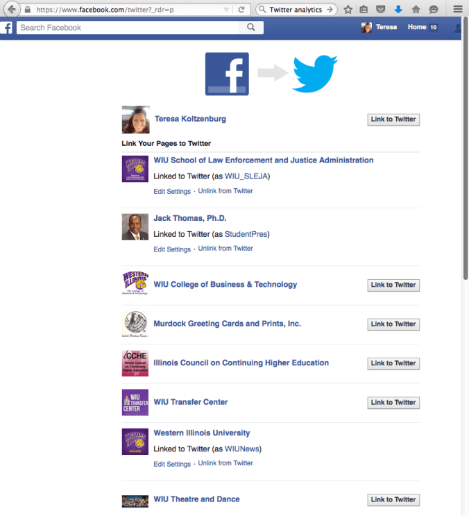 Link FB Page to Twitter